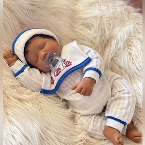 Vintage Lee Middleton Realistic black Baby Doll 1996 Boy Brown Hair closed Eyes